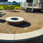 Paver Patio, Fire Pit, Seat Walls, Columns