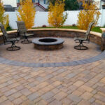 Paver Patio, Fire Pit, Seat Walls, Column Lighting