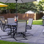 Paver patio, Circular Fire Pit, Seat wall