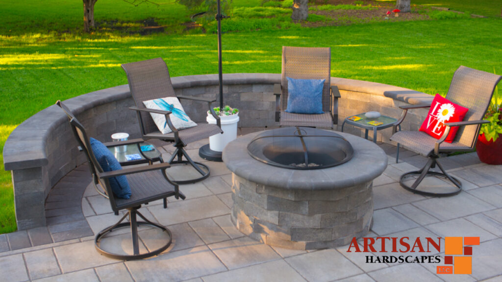Paver Patio, Fire Pit, Seat Walls, Columns, Landscape Lighting, Outdoor Living Space